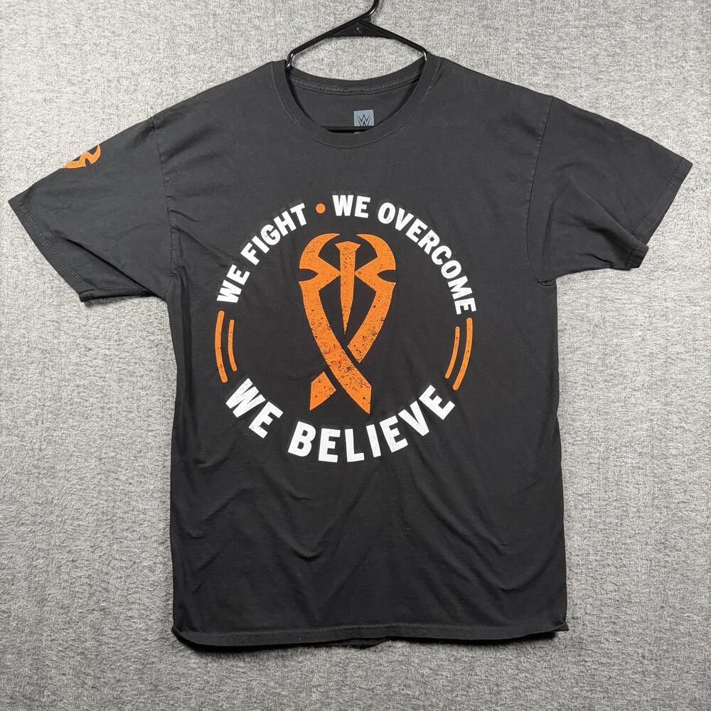 WWE Roman Reigns Shirt Mens Large Black We Fight We Overcome We Believe Tee OOP